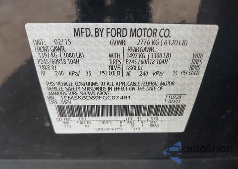 2015 Ford Explorer Xlt z USA, uszkodzony, nr VIN 1FM5K8D89FGC07481